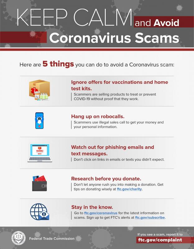 COVID19 scams and fraud graphic